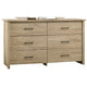 Kele Wide Dresser | 6 Drawers w Black Handles | Light Oak Brown