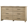 Kele Wide Dresser | 6 Drawers w Black Handles | Light Oak Brown