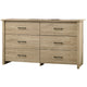 Kele Wide Dresser | 6 Drawers w Black Handles | Light Oak Brown