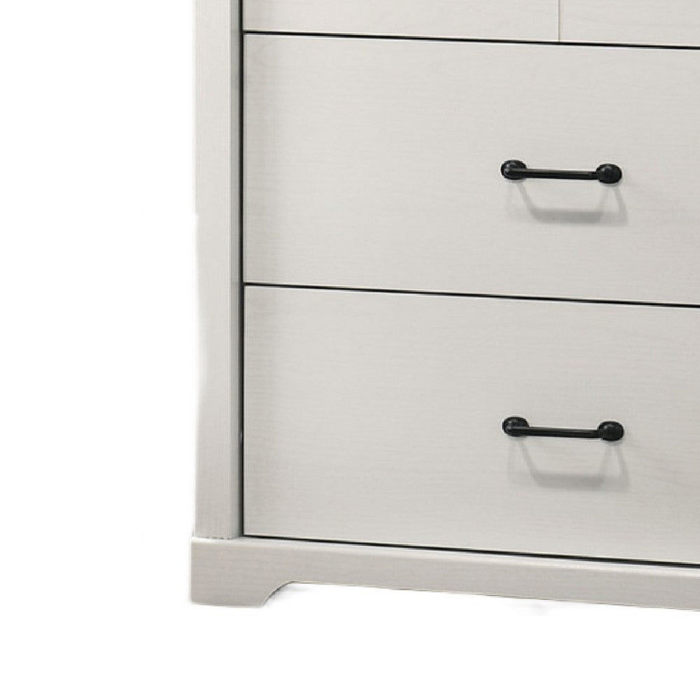 Lara Wide Dresser | 6 Drawer w Black Handles | White Lamination
