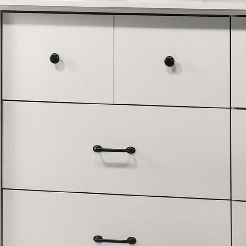 Lara Wide Dresser | 6 Drawer w Black Handles | White Lamination
