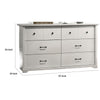 Lara Wide Dresser | 6 Drawer w Black Handles | White Lamination