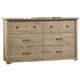 Lara Wide Dresser | 6 Drawer w Black Handles | Farmhouse Light Oak Brown