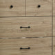 Lara Wide Dresser | 6 Drawer w Black Handles | Farmhouse Light Oak Brown