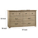 Lara Wide Dresser | 6 Drawer w Black Handles | Farmhouse Light Oak Brown