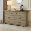 Lara Wide Dresser | 6 Drawer w Black Handles | Farmhouse Light Oak Brown