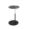 Ory Side End Table | 16" Round Black Glass Top w Adjustable Height