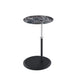 Ory Side End Table | 16" Round Black Glass Top w Adjustable Height
