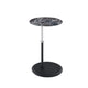 Ory Side End Table | 16" Round Black Glass Top w Adjustable Height