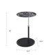 Ory Side End Table | 16" Round Black Glass Top w Adjustable Height