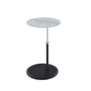 Ory Side End Table | 16" Round Gray Glass Top w Adjustable Height