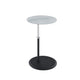 Ory Side End Table | 16" Round Gray Glass Top w Adjustable Height