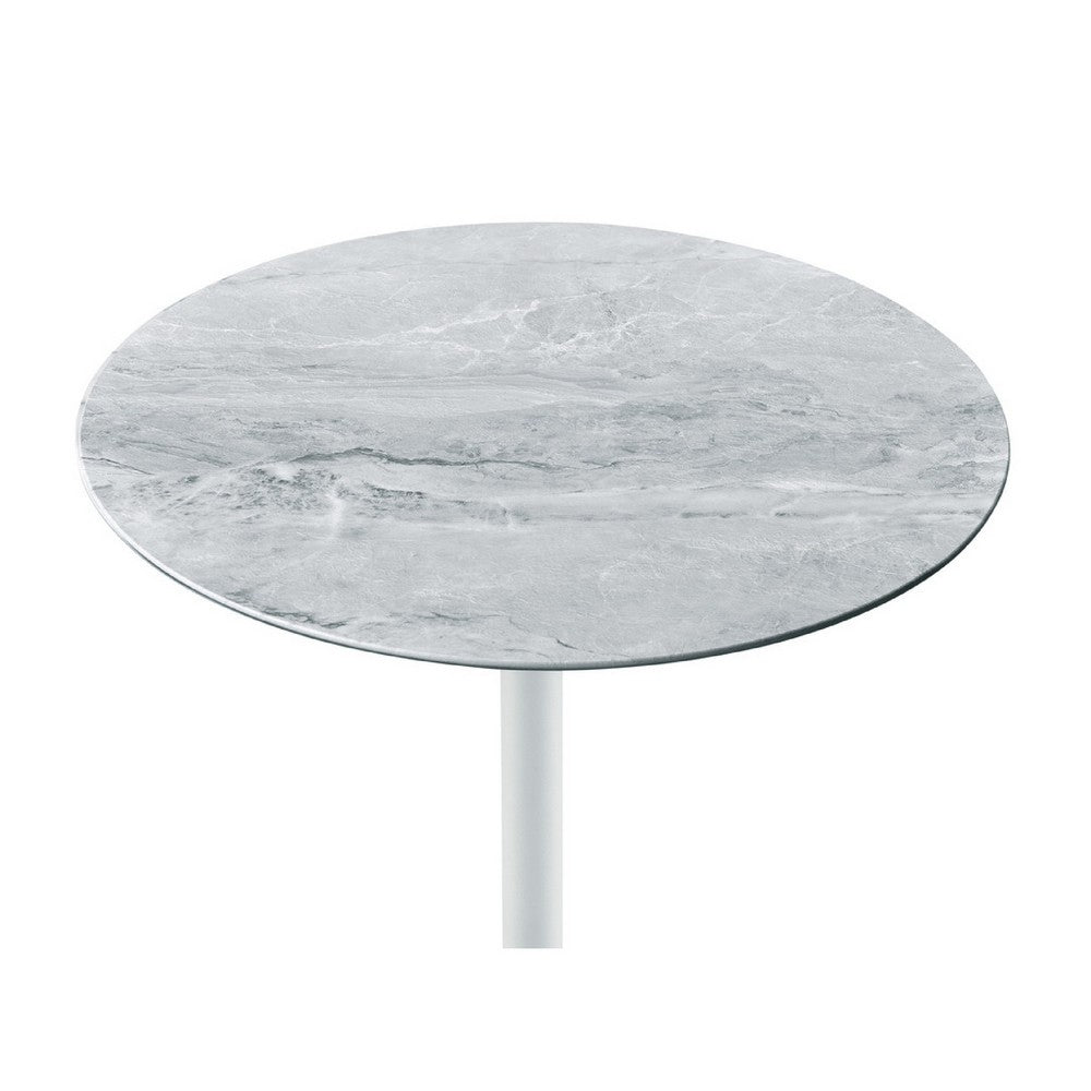 Ory Side End Table | 16" Round Gray Glass Top w Adjustable Height