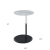 Ory Side End Table | 16" Round Gray Glass Top w Adjustable Height