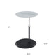 Ory Side End Table | 16" Round Gray Glass Top w Adjustable Height