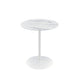 Ciry Side End Table | 18" Round Marble Glass Top | Steel Base | White