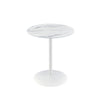 Ciry Side End Table | 18" Round Marble Glass Top | Steel Base | White