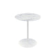 Ciry Side End Table | 18" Round Marble Glass Top | Steel Base | White
