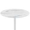 Ciry Side End Table | 18" Round Marble Glass Top | Steel Base | White