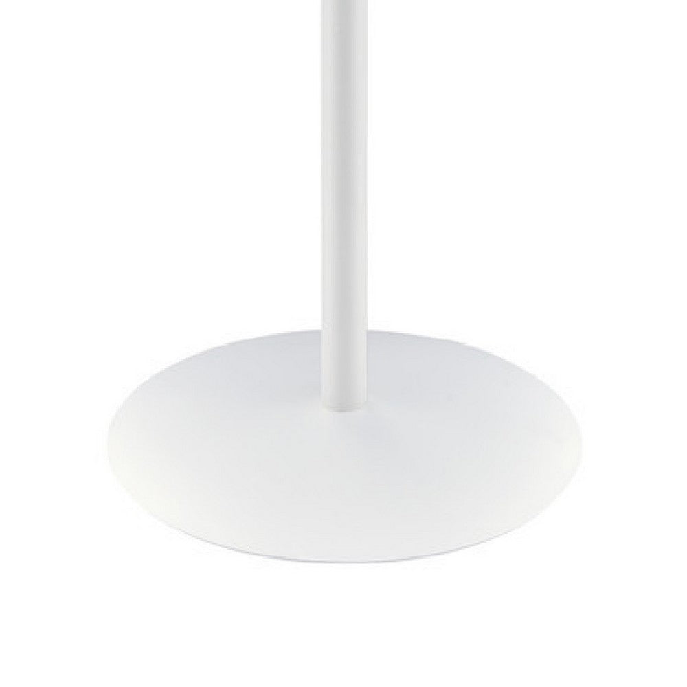 Ciry Side End Table | 18" Round Marble Glass Top | Steel Base | White