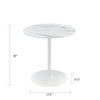 Ciry Side End Table | 18" Round Marble Glass Top | Steel Base | White