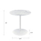 Ciry Side End Table | 18" Round Marble Glass Top | Steel Base | White