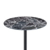 Ciry Side End Table | 18" Round Marble Glass Top | Steel Base | Black
