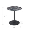 Ciry Side End Table | 18" Round Marble Glass Top | Steel Base | Black