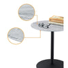 Ciry Side End Table | 18" Round Gray Marble Glass Top | Steel Base