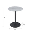 Ciry Side End Table | 18" Round Gray Marble Glass Top | Steel Base