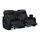 Jasi Power Reclining Loveseat w Cupholders | LED | Black Leather Aire