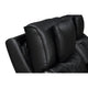 Jasi Power Reclining Loveseat w Cupholders | LED | Black Leather Aire