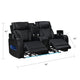 Jasi Power Reclining Loveseat w Cupholders | LED | Black Leather Aire