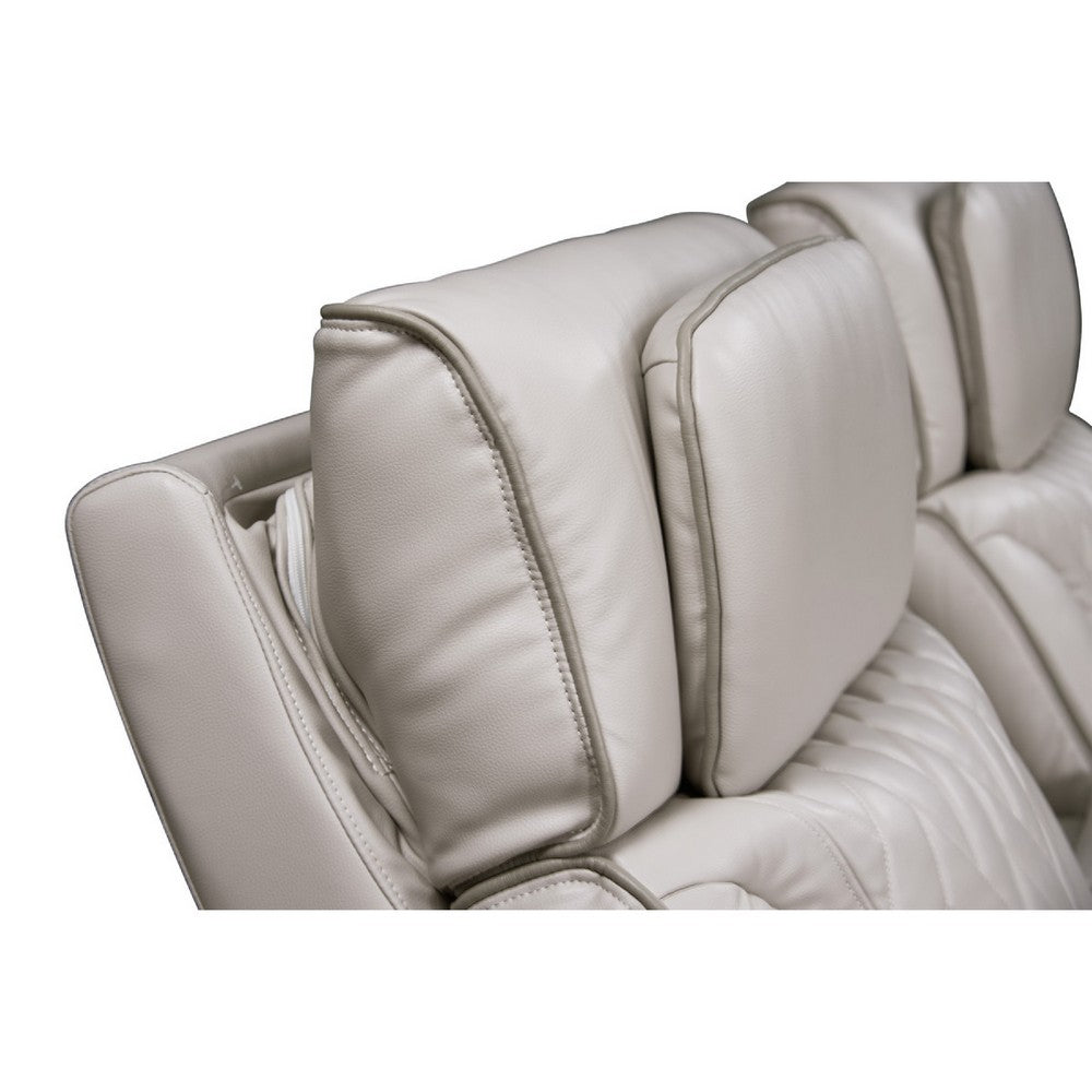 Jasi Power Reclining Loveseat w Cupholders | LED | White Leather Aire