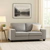 Inny Loveseat | 67" | 4 Throw Pillows | Light Gray Linen w Black Legs
