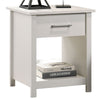 Kele Nightstand | 1 Drawer w Silver Handle | 1 Lower Open Shelf | White