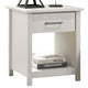 Kele Nightstand | 1 Drawer w Silver Handle | 1 Lower Open Shelf | White