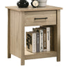 Kele Nightstand | 1 Drawer w Black Handle | 1 Shelf | Light Oak Brown