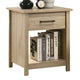 Kele Nightstand | 1 Drawer w Black Handle | 1 Shelf | Light Oak Brown