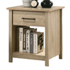Kele Nightstand | 1 Drawer w Black Handle | 1 Shelf | Light Oak Brown