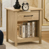 Kele Nightstand | 1 Drawer w Black Handle | 1 Shelf | Light Oak Brown