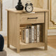 Kele Nightstand | 1 Drawer w Black Handle | 1 Shelf | Light Oak Brown