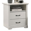Lara Nightstand | 2 Drawers w 1 Top Open Shelf & USB Ports | White
