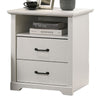 Lara Nightstand | 2 Drawers w 1 Top Open Shelf & USB Ports | White