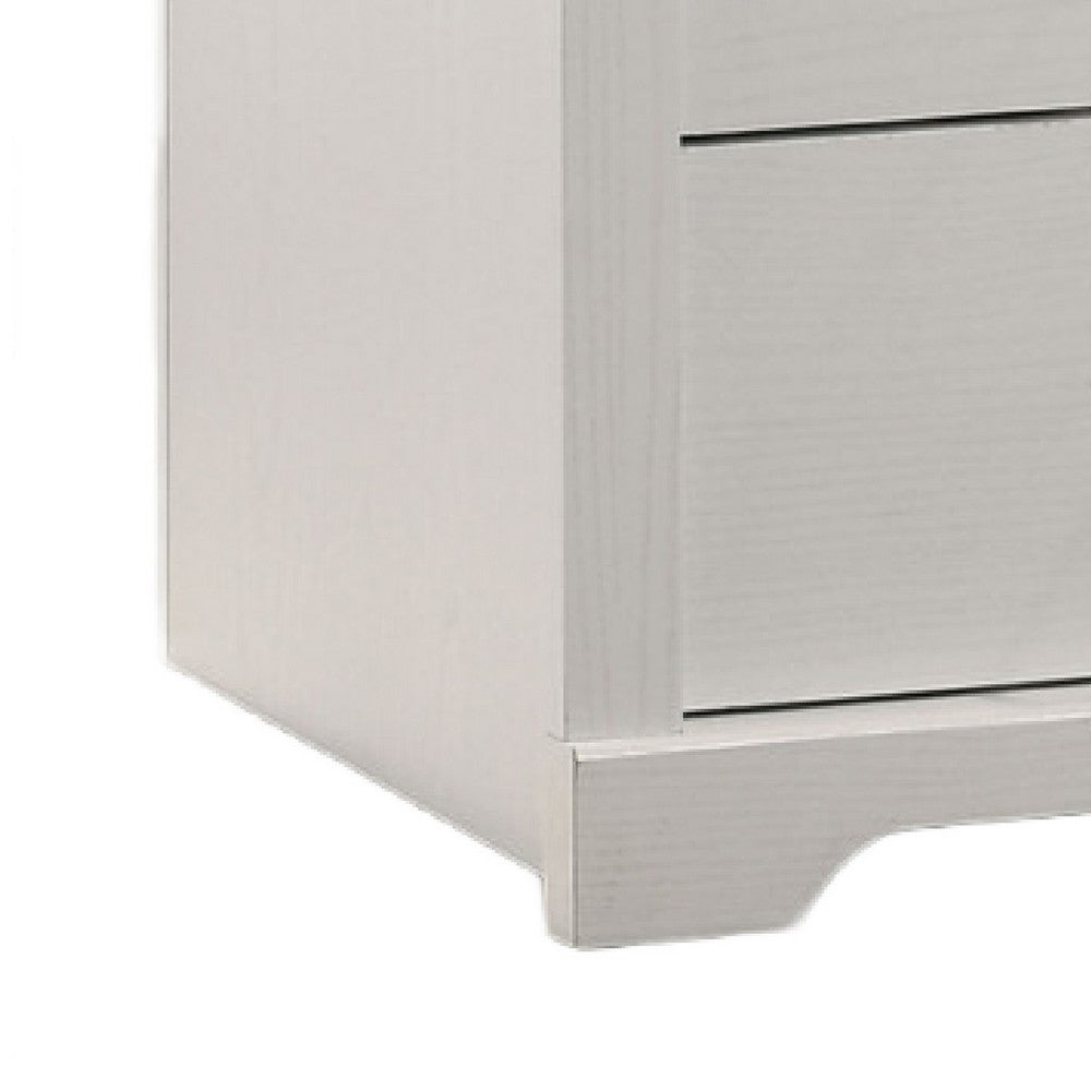 Lara Nightstand | 2 Drawers w 1 Top Open Shelf & USB Ports | White