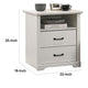 Lara Nightstand | 2 Drawers w 1 Top Open Shelf & USB Ports | White