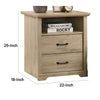 Lara Nightstand | 2 Drawers | Top Open Shelf | USB Ports | Light Oak Brown
