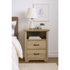 Lara Nightstand | 2 Drawers | Top Open Shelf | USB Ports | Light Oak Brown