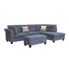 Ari 100" Sectional Sofa Set w Storage Ottoman | 2 Pillows | Gray