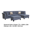 Ari 100" Sectional Sofa Set w Storage Ottoman | 2 Pillows | Gray